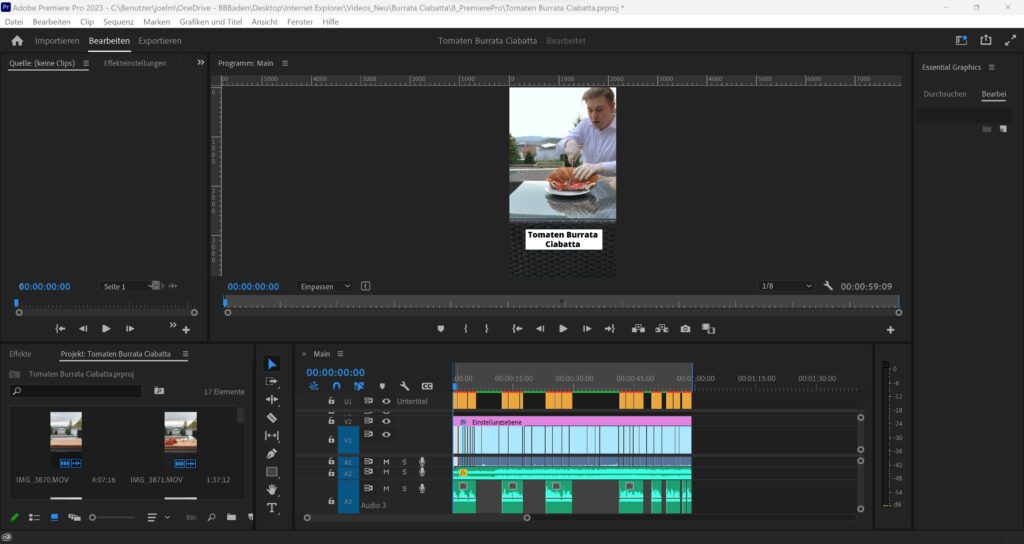 Videobearbeitung in Premiere Pro